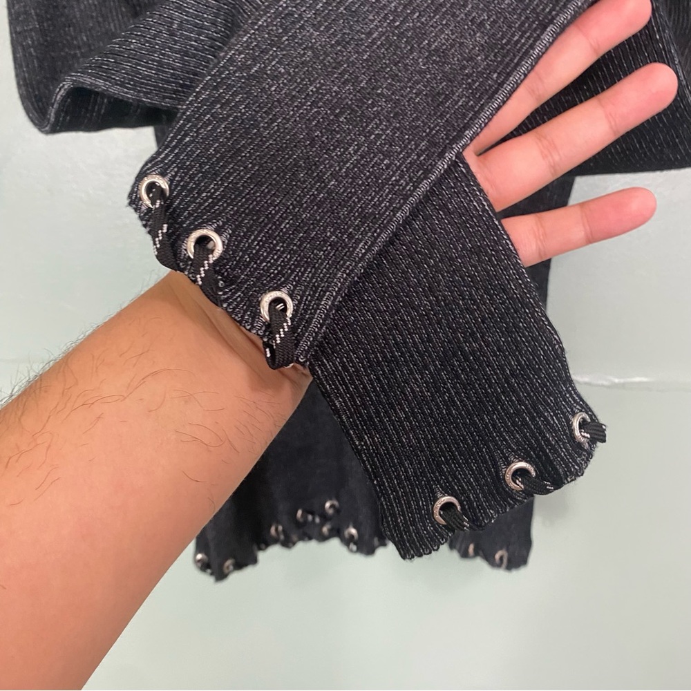 Urban Outfitters FANG NYC Paracord Long Sleeve‎ Black XL Halter Grommets - Picture 5 of 6